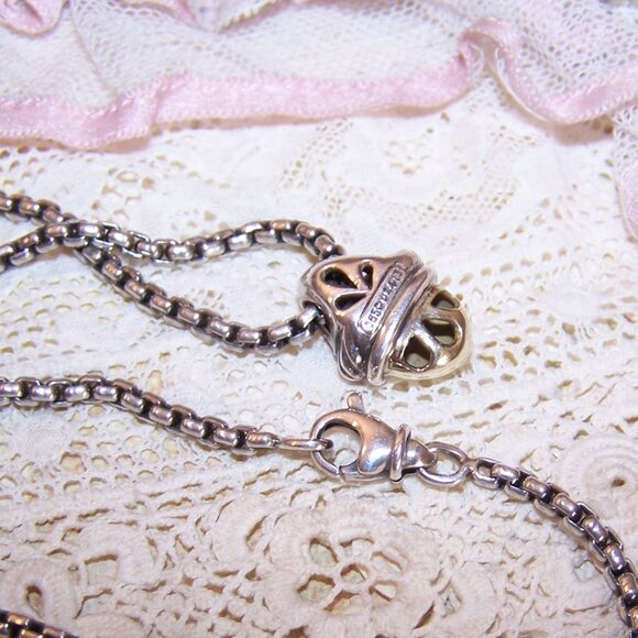 David Yurman Sterling Silver 14K Gold Petite Acorn Pendant with 16" Chain - Picture 9 of 9